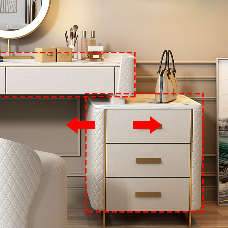 Vanity per trucco per trucco per trucco glam in legno e in pelle