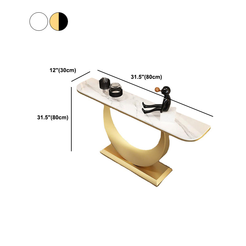 White/Black Console Table Glam Stone Console Table- 11.81" D x 29.5" H Clearhalo 'Console Tables' 'console_tables' 'Entry & Mudroom Furniture' 'furn' 'furn_console_tables' 'Furniture' 5362481