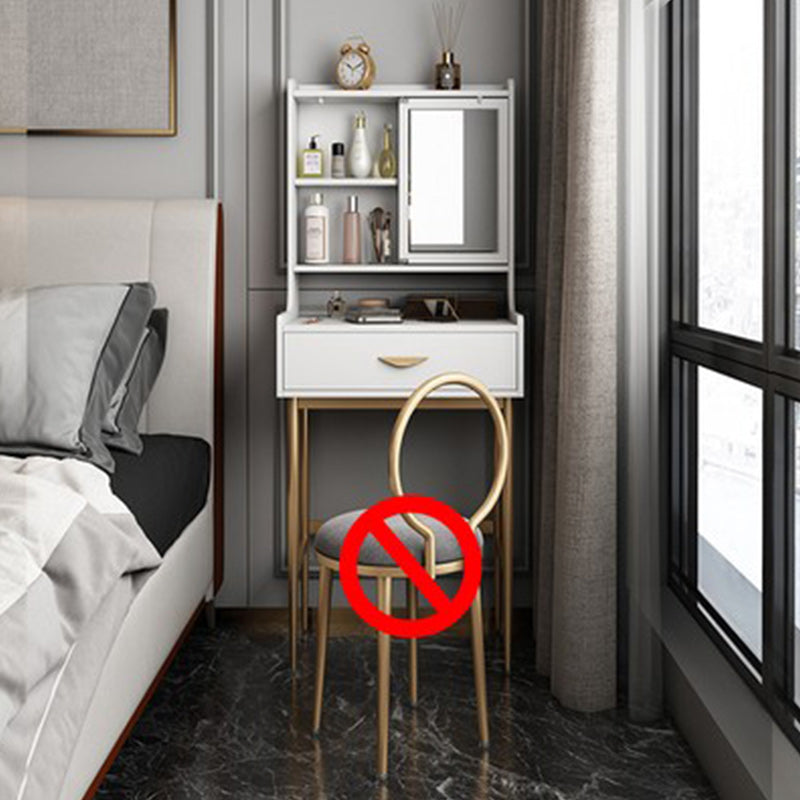 Glam metaal en houten make -up ijdelheid bureau witte/grijze make -up ijdelheid bureau tafel