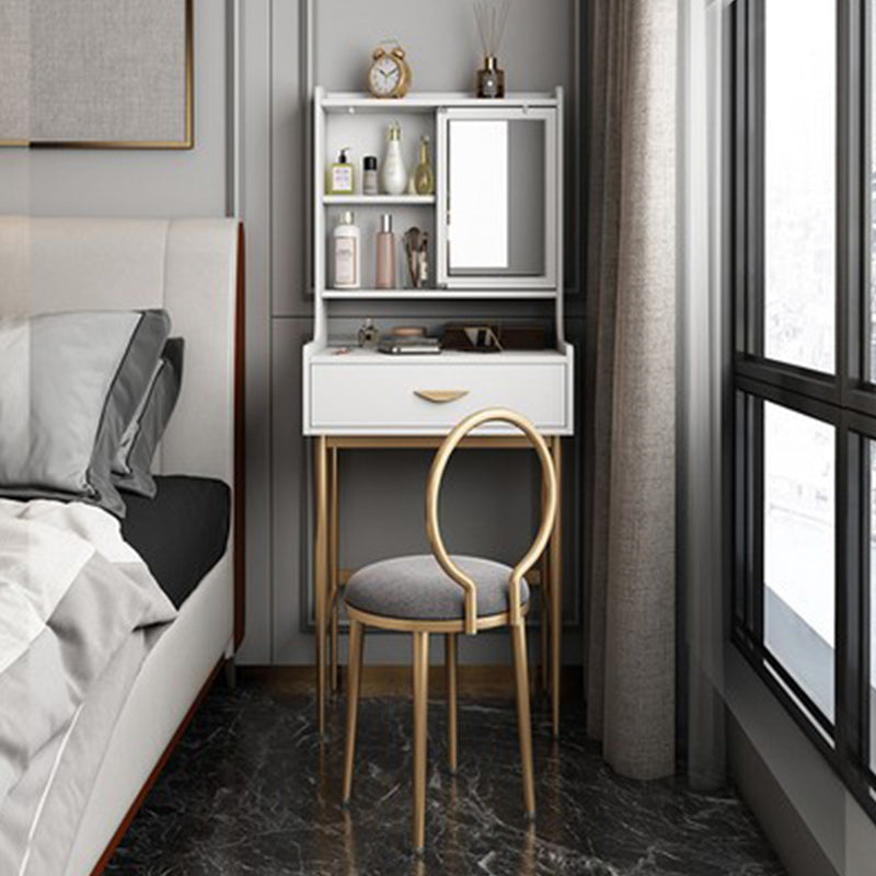 Glam Metall und Holz Make -up Eitelkeit Schreibtisch weiß/graues Make -up Eitelkeitstisch Tisch