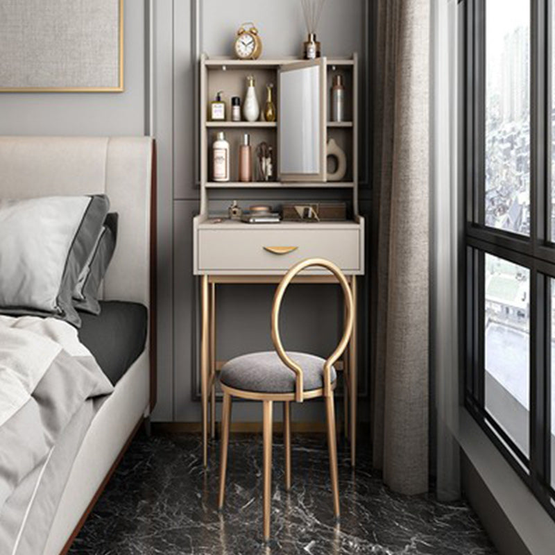 Glam metaal en houten make -up ijdelheid bureau witte/grijze make -up ijdelheid bureau tafel