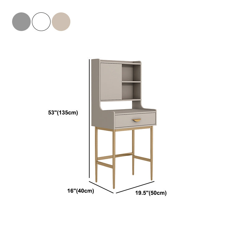 Glam metaal en houten make -up ijdelheid bureau witte/grijze make -up ijdelheid bureau tafel