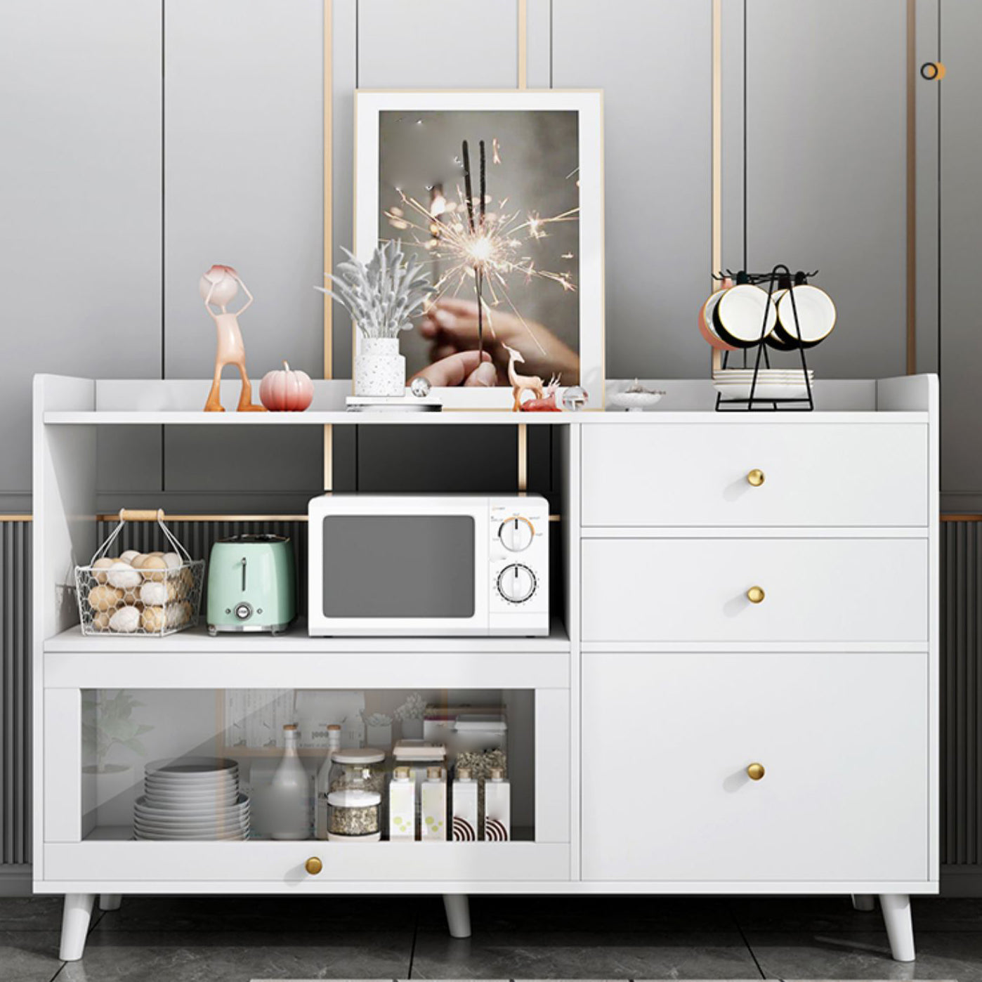 Moderno cassetto della credenza in legno con sideboard della porta per soggiorno