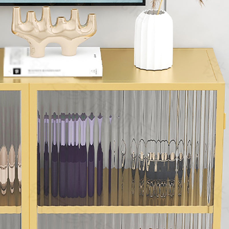 Living Room Metal Kitchen Server 54-inch Height Glass Door Dining Server Clearhalo 'buffet_sideboard' 'Buffets & Sideboards' 'furn' 'furn_buffet_sideboard' 'Furniture' 'Kitchen & Dining Furniture' 5367951