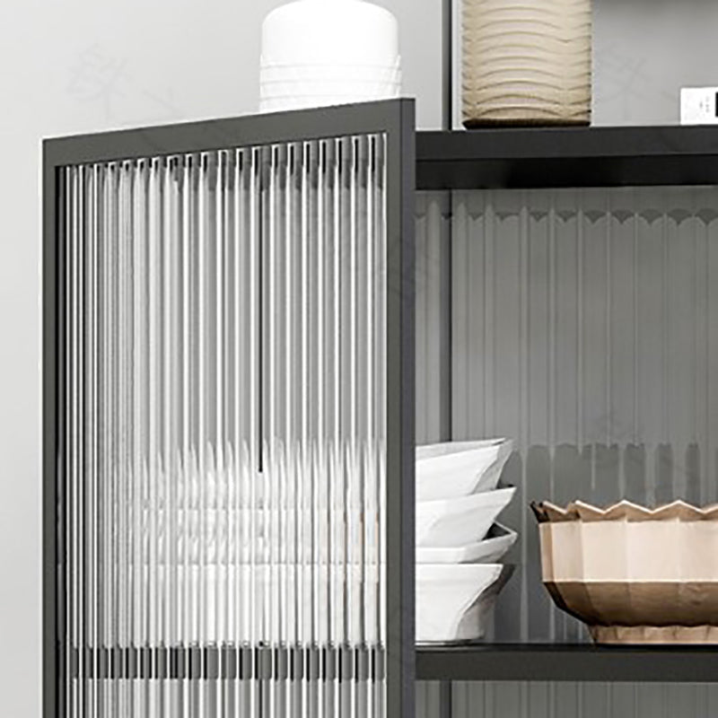 Living Room Metal Kitchen Server 54-inch Height Glass Door Dining Server Clearhalo 'buffet_sideboard' 'Buffets & Sideboards' 'furn' 'furn_buffet_sideboard' 'Furniture' 'Kitchen & Dining Furniture' 5367953