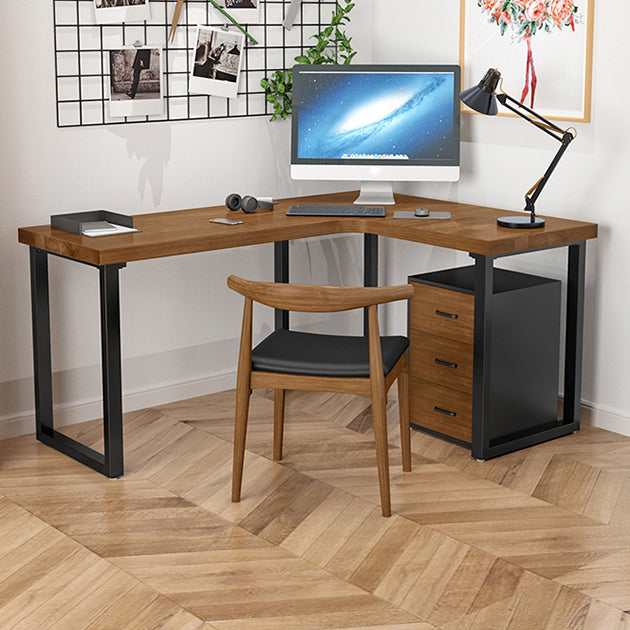 Solid Wood Pedestal Writing Desk Industrial L-Shape Office Desk Clearhalo 'furn' 'furn_office_desk' 'Furniture' 'Office Desks' 'Office Furniture' 'office_desk' 5368014