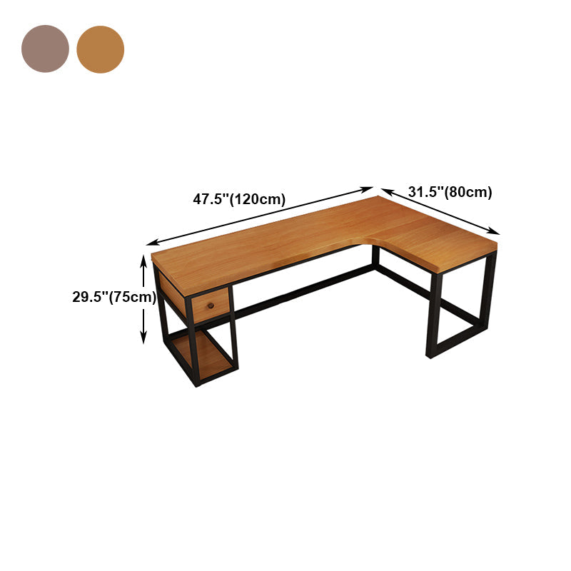 Solid Wood Computer Desk Industrial Style L-Shape Office Desk with Storage and Drawer Clearhalo 'furn' 'furn_office_desk' 'Furniture' 'Office Desks' 'Office Furniture' 'office_desk' 5368082