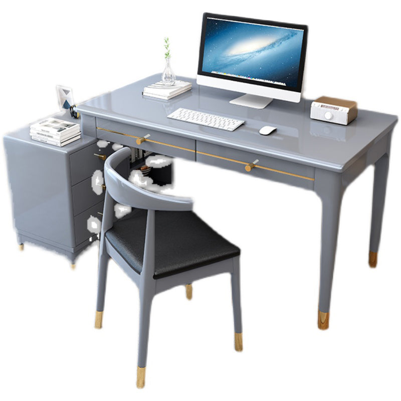 Rubberwood Storage and Drawers Writing Desk Rectangular Office Desk without Chair Grey Clearhalo 'furn' 'furn_office_desk' 'Furniture' 'Office Desks' 'Office Furniture' 'office_desk' 5368183