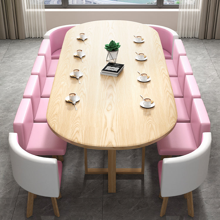 Escritorio de escritura ovalada contemporánea escritorio de red de trineos de madera