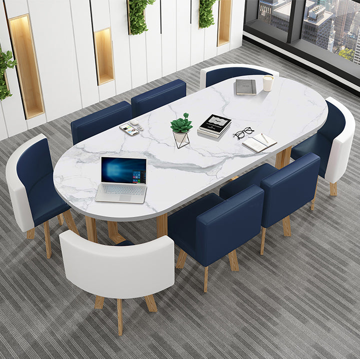 Escritorio de escritura ovalada contemporánea escritorio de red de trineos de madera