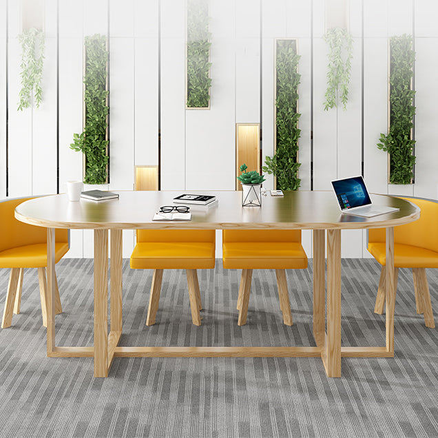 Escritorio de escritura ovalada contemporánea escritorio de red de trineos de madera