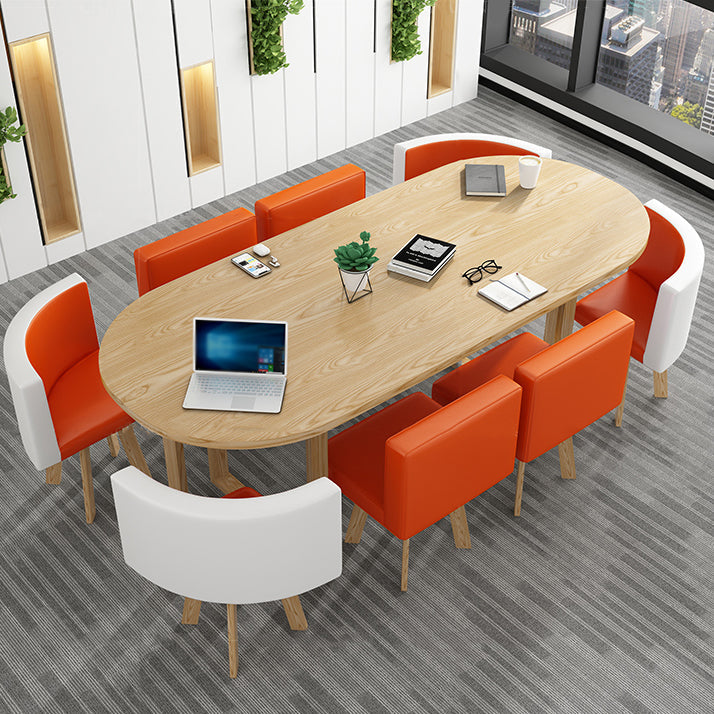 Escritorio de escritura ovalada contemporánea escritorio de red de trineos de madera