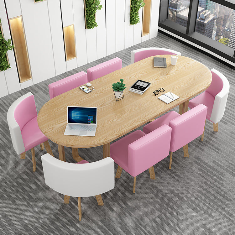 Escritorio de escritura ovalada contemporánea escritorio de red de trineos de madera