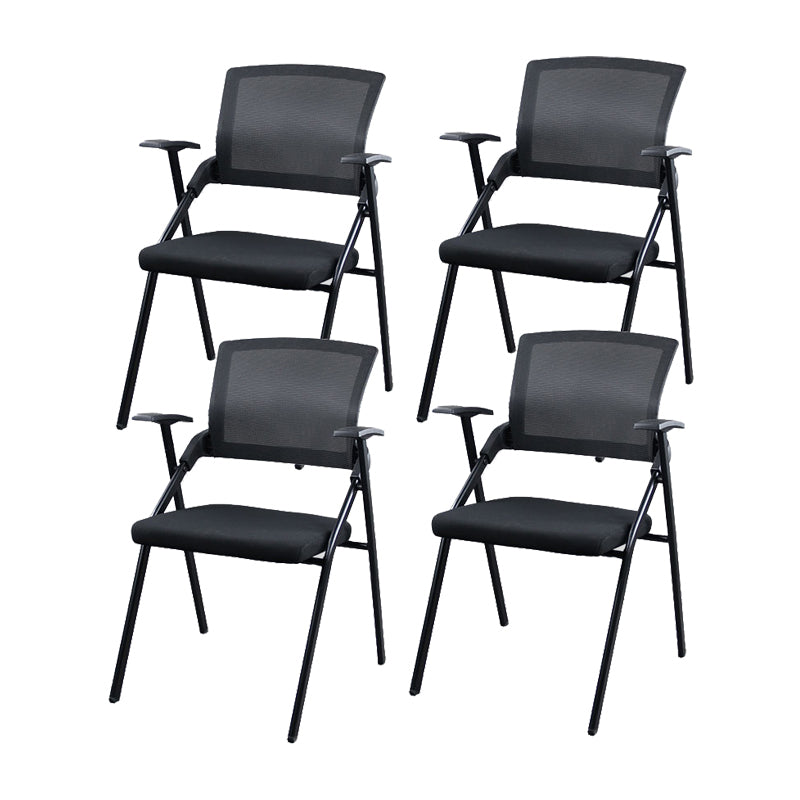 Mesh Mid Back Conference Chair Contemporary Ergonomic Arms Office Chair Black Without Writing Pad 4 Piece Set Clearhalo 'furn' 'furn_office_chair' 'Furniture' 'Office Chairs' 'Office Furniture' 'office_chair' 5368417