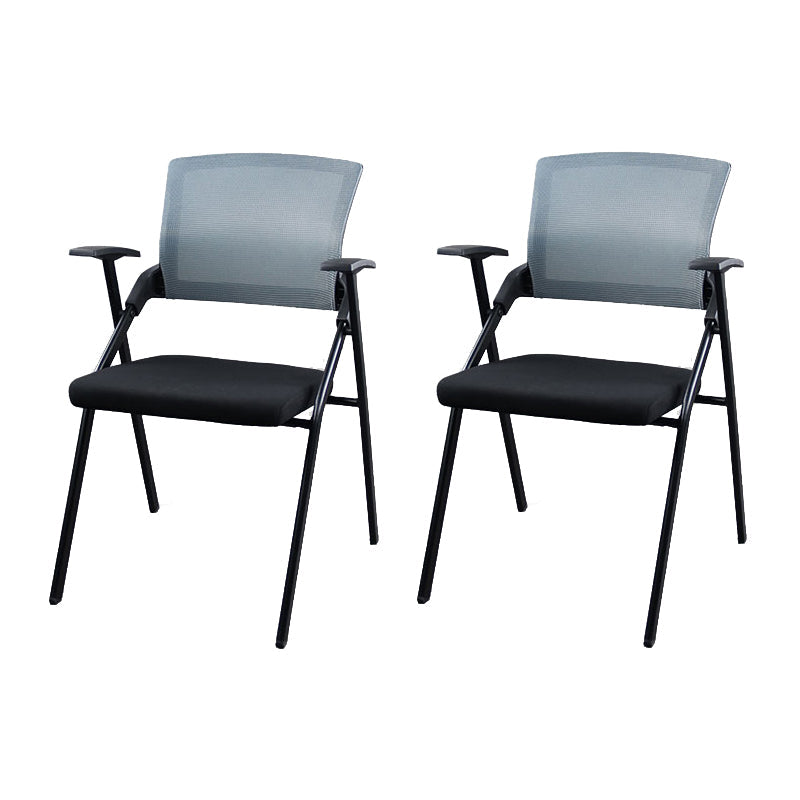 Mesh Mid Back Conference Chair Contemporary Ergonomic Arms Office Chair Black-Gray Without Writing Pad 2 Piece Set Clearhalo 'furn' 'furn_office_chair' 'Furniture' 'Office Chairs' 'Office Furniture' 'office_chair' 5368427