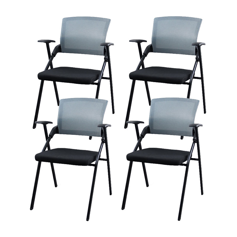 Mesh Mid Back Conference Chair Contemporary Ergonomic Arms Office Chair Black-Gray Without Writing Pad 4 Piece Set Clearhalo 'furn' 'furn_office_chair' 'Furniture' 'Office Chairs' 'Office Furniture' 'office_chair' 5368430