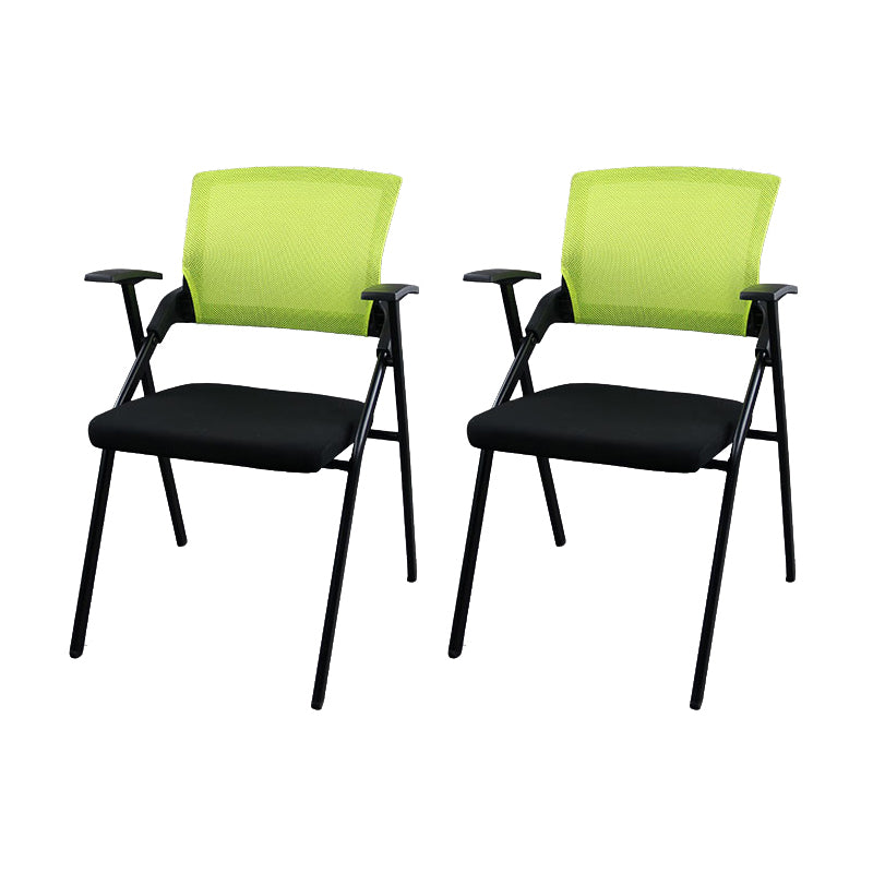Mesh Mid Back Conference Chair Contemporary Ergonomic Arms Office Chair Green-Black Without Writing Pad 2 Piece Set Clearhalo 'furn' 'furn_office_chair' 'Furniture' 'Office Chairs' 'Office Furniture' 'office_chair' 5368437