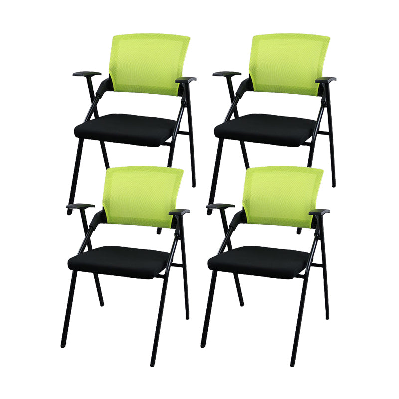 Mesh Mid Back Conference Chair Contemporary Ergonomic Arms Office Chair Green-Black Without Writing Pad 4 Piece Set Clearhalo 'furn' 'furn_office_chair' 'Furniture' 'Office Chairs' 'Office Furniture' 'office_chair' 5368438