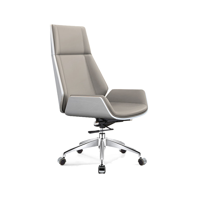 Armless Office Chair with Chrome Metal Frame Modern Computer Desk Chair Grey Leather Casters Included Clearhalo 'furn' 'furn_office_chair' 'Furniture' 'Office Chairs' 'Office Furniture' 'office_chair' 5368507