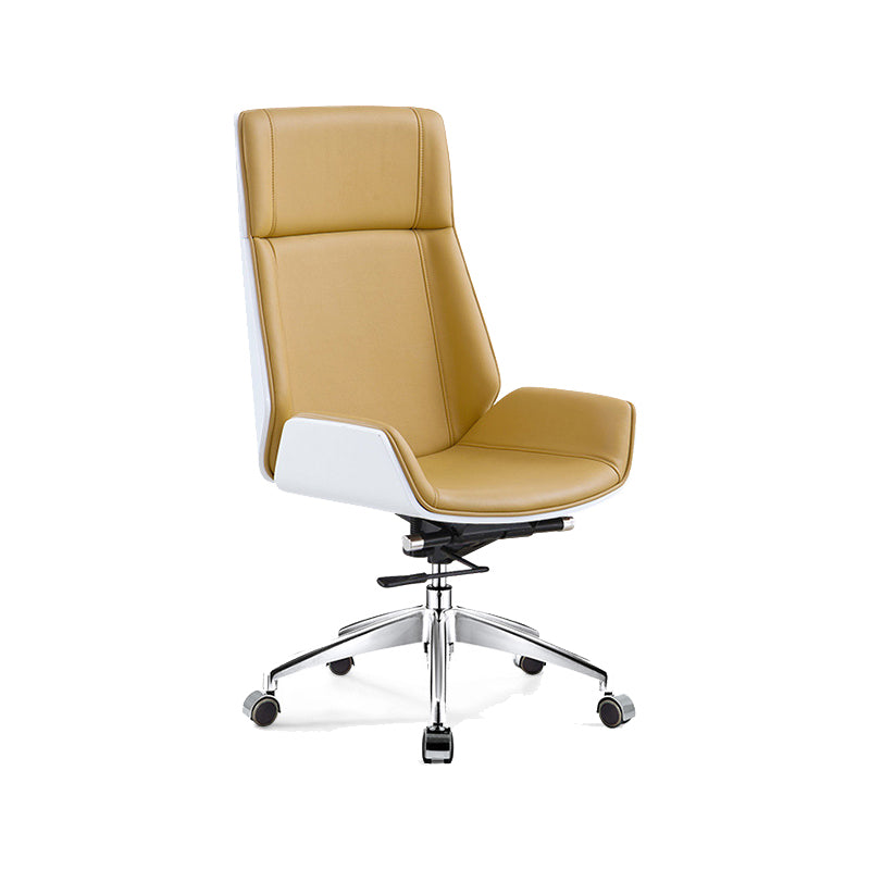 Armless Office Chair with Chrome Metal Frame Modern Computer Desk Chair Beige Casters Included Clearhalo 'furn' 'furn_office_chair' 'Furniture' 'Office Chairs' 'Office Furniture' 'office_chair' 5368509