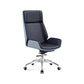 Armless Office Chair with Chrome Metal Frame Modern Computer Desk Chair Gray-Blue Faux Leather Casters Included Clearhalo 'furn' 'furn_office_chair' 'Furniture' 'Office Chairs' 'Office Furniture' 'office_chair' 5368516