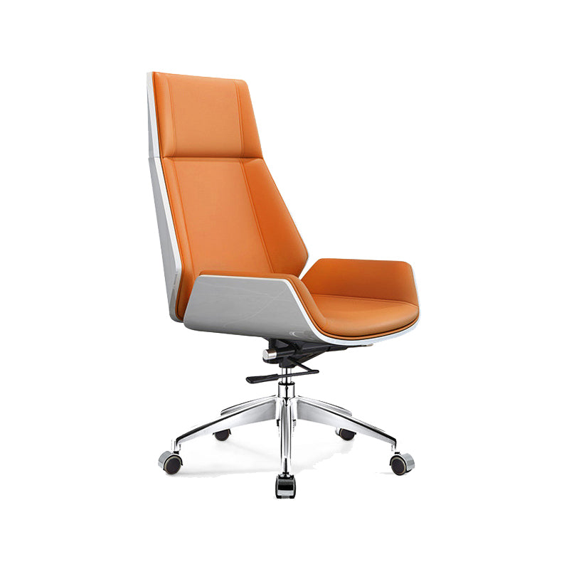 Armless Office Chair with Chrome Metal Frame Modern Computer Desk Chair Orange Casters Included Clearhalo 'furn' 'furn_office_chair' 'Furniture' 'Office Chairs' 'Office Furniture' 'office_chair' 5368518