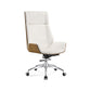 Armless Office Chair with Chrome Metal Frame Modern Computer Desk Chair Off-White Leather Casters Included Clearhalo 'furn' 'furn_office_chair' 'Furniture' 'Office Chairs' 'Office Furniture' 'office_chair' 5368520