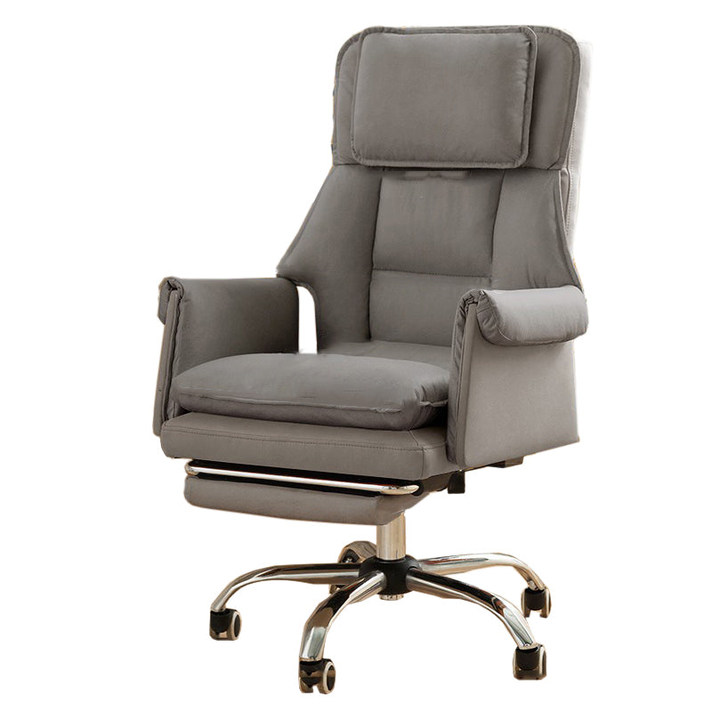 Executive Ergonomic Computer Chair Chrome Metal Base Contemporary Office Chair Grey With Footrest Clearhalo 'furn' 'furn_office_chair' 'Furniture' 'Office Chairs' 'Office Furniture' 'office_chair' 5368558