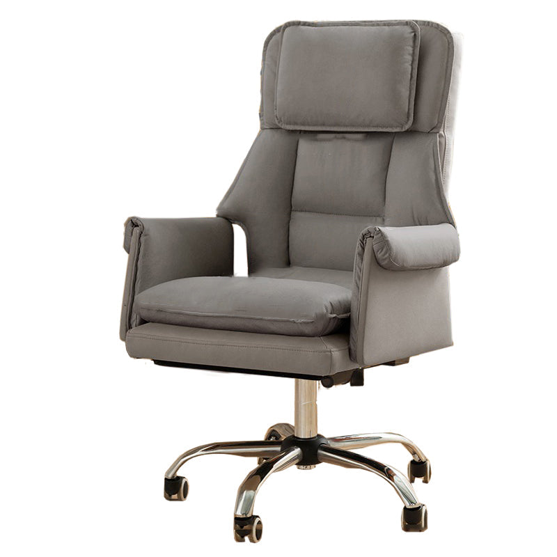 Executive Ergonomic Computer Chair Chrome Metal Base Contemporary Office Chair Grey Without Footrest Clearhalo 'furn' 'furn_office_chair' 'Furniture' 'Office Chairs' 'Office Furniture' 'office_chair' 5368565