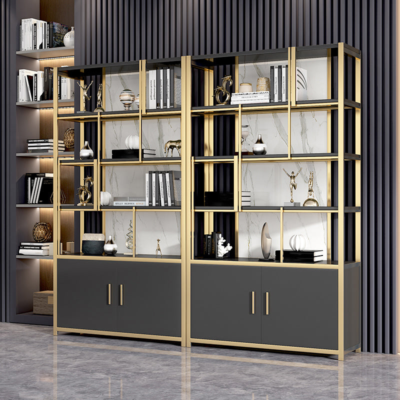 78.7"H Modern Style Bookcase Metal Open Back Bookshelf with Door for Home Office
