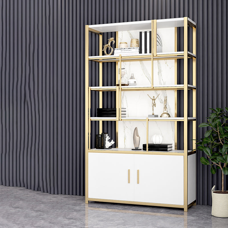 78.7"H Modern Style Bookcase Metal Open Back Bookshelf with Door for Home Office