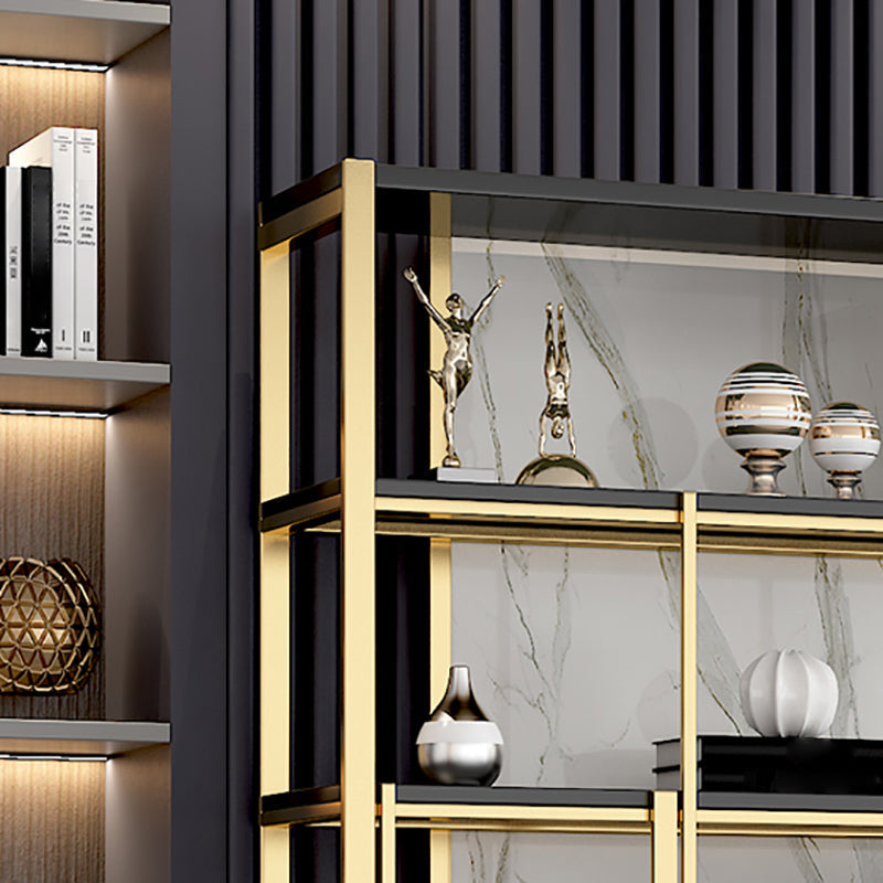 78.7"H Modern Style Bookcase Metal Open Back Bookshelf with Door for Home Office