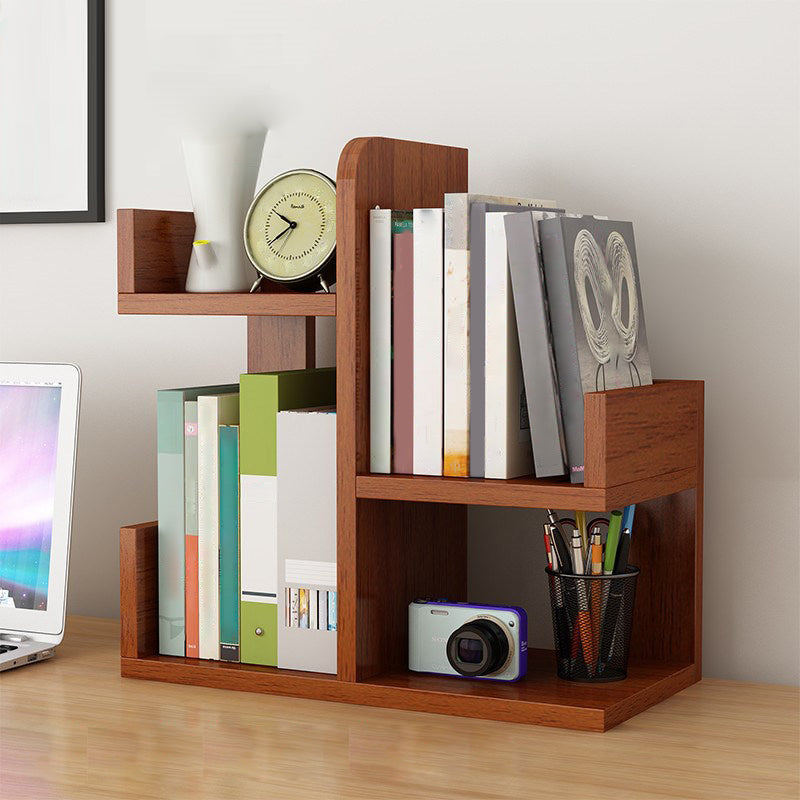 Contemporary Style Engineer Wood Bookshelf Open Back Bookcase for Home Office 15.7"L x 6.7"W x 16.1"H Walnut Clearhalo 'Bookcases' 'furn' 'furn_bookcases' 'Furniture' 'Office Furniture' 5369100