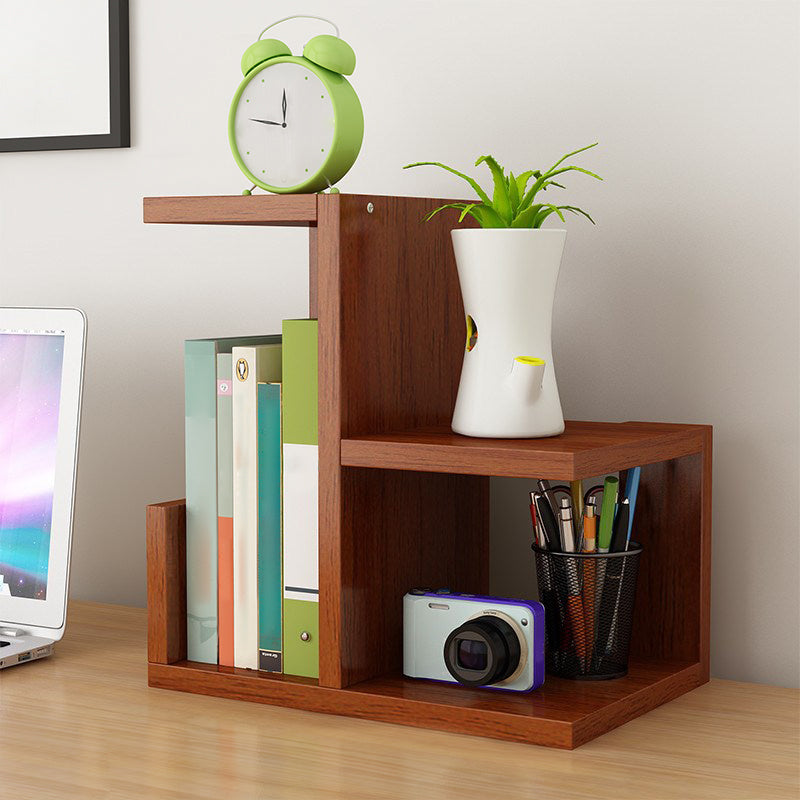 Contemporary Style Engineer Wood Bookshelf Open Back Bookcase for Home Office 11.8"L x 6.7"W x 12.2"H Walnut Clearhalo 'Bookcases' 'furn' 'furn_bookcases' 'Furniture' 'Office Furniture' 5369104