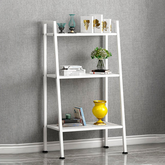 Contemporary Ladder Bookshelf Metal Open Back Bookcase for Office 24"L x 14"W x 43"H White Clearhalo 'Bookcases' 'furn' 'furn_bookcases' 'Furniture' 'Office Furniture' 5369196
