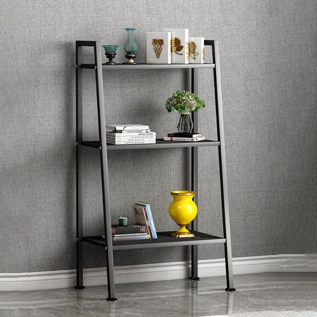 Contemporary Ladder Bookshelf Metal Open Back Bookcase for Office 24"L x 14"W x 43"H Black Clearhalo 'Bookcases' 'furn' 'furn_bookcases' 'Furniture' 'Office Furniture' 5369198