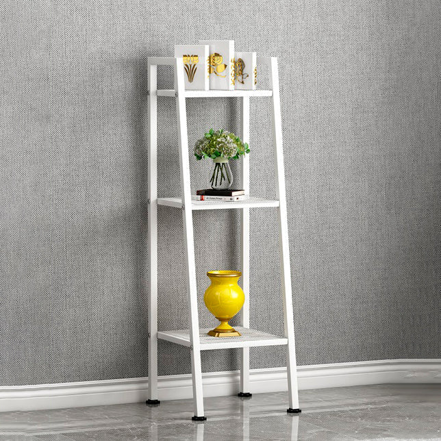 Contemporary Ladder Bookshelf Metal Open Back Bookcase for Office 13.8"L x 13.8"W x 43.3"H White Clearhalo 'Bookcases' 'furn' 'furn_bookcases' 'Furniture' 'Office Furniture' 5369201