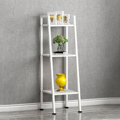 Contemporary Ladder Bookshelf Metal Open Back Bookcase for Office 13.8"L x 13.8"W x 43.3"H White Clearhalo 'Bookcases' 'furn' 'furn_bookcases' 'Furniture' 'Office Furniture' 5369201