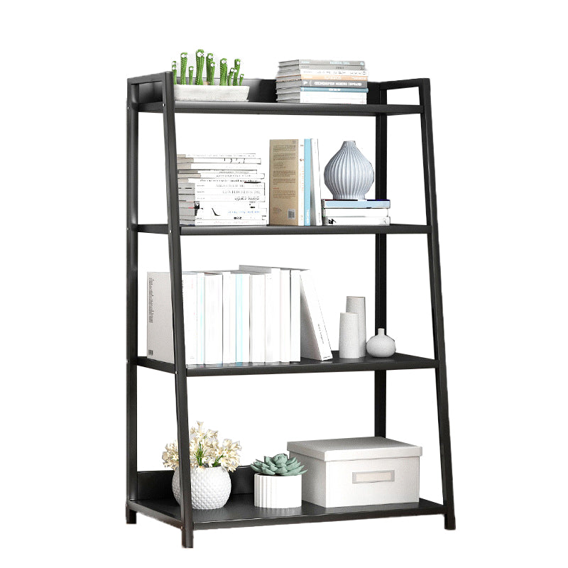 Modern Home Steel Book Shelf Ladder 12"W Matte Finish Bookcase 23.6"L x 12.2"W x 38.2"H Black Clearhalo 'Bookcases' 'furn' 'furn_bookcases' 'Furniture' 'Office Furniture' 5369415