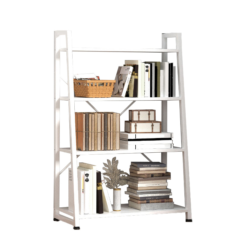 Modern Home Steel Book Shelf Ladder 12"W Matte Finish Bookcase 24"L x 12"W x 47"H White Clearhalo 'Bookcases' 'furn' 'furn_bookcases' 'Furniture' 'Office Furniture' 5369420