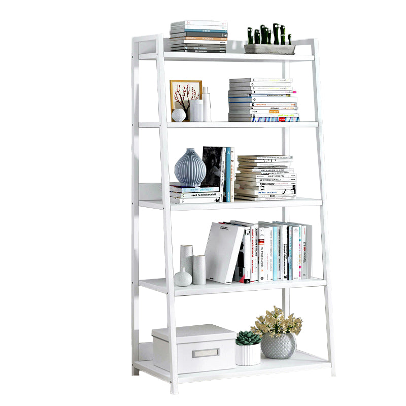 Modern Home Steel Book Shelf Ladder 12"W Matte Finish Bookcase 23.6"L x 12.2"W x 47.2"H White Clearhalo 'Bookcases' 'furn' 'furn_bookcases' 'Furniture' 'Office Furniture' 5369421