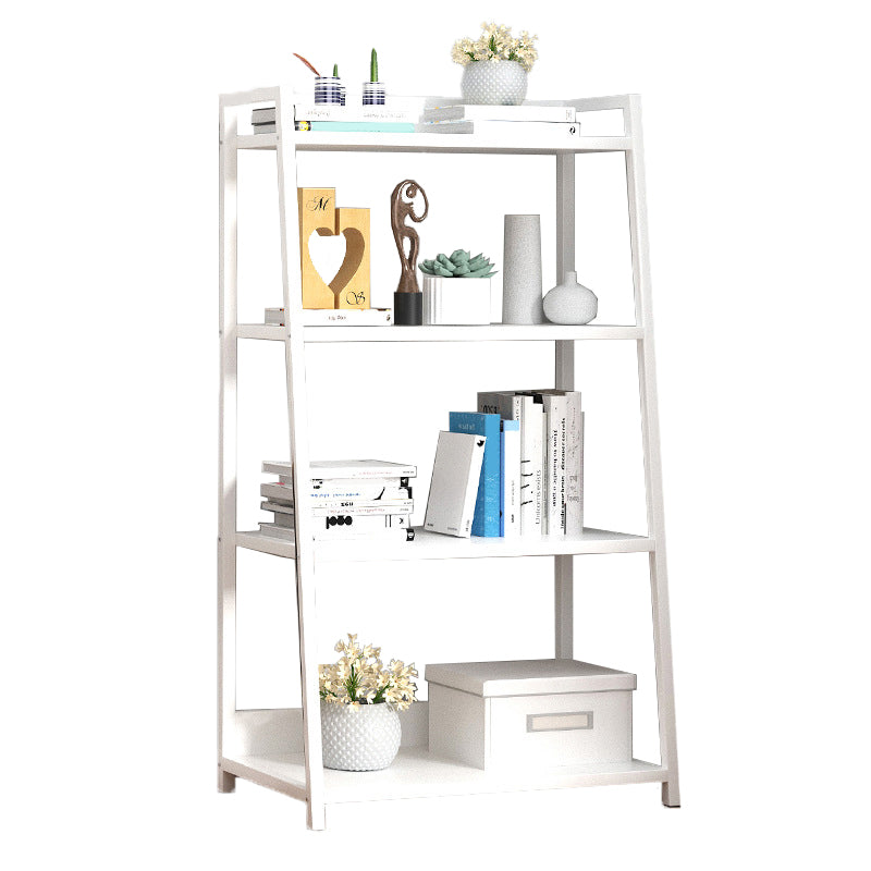 Modern Home Steel Book Shelf Ladder 12"W Matte Finish Bookcase 19.7"L x 12.2"W x 38.2"H White Clearhalo 'Bookcases' 'furn' 'furn_bookcases' 'Furniture' 'Office Furniture' 5369423