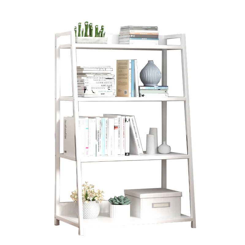 Modern Home Steel Book Shelf Ladder 12"W Matte Finish Bookcase 23.6"L x 12.2"W x 38.2"H White Clearhalo 'Bookcases' 'furn' 'furn_bookcases' 'Furniture' 'Office Furniture' 5369425