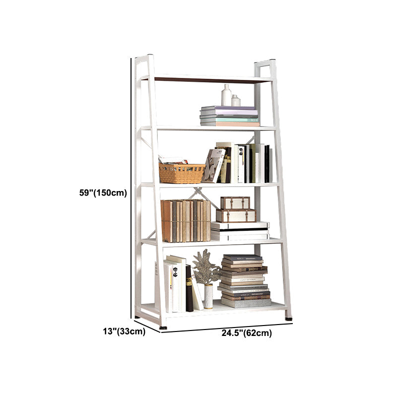Modern Home Steel Book Shelf Ladder 12"W Matte Finish Bookcase Clearhalo 'Bookcases' 'furn' 'furn_bookcases' 'Furniture' 'Office Furniture' 5369442