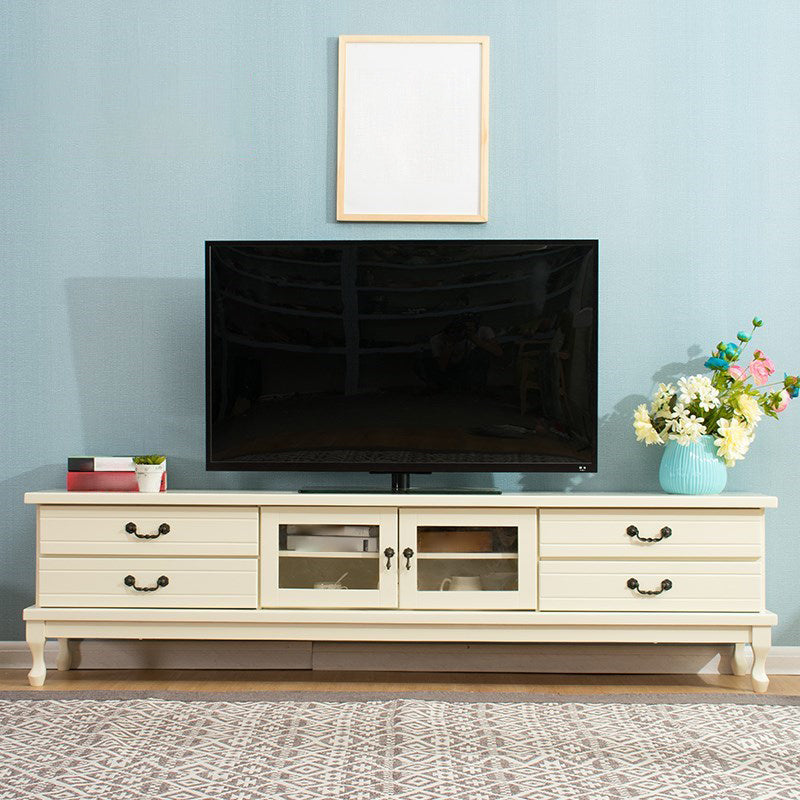 Traditional Enclosed Storage TV Stand Wooden TV Cabinet with Splayed Wooden Legs Ivory Clearhalo 'furn' 'furn_tv_stands_entertainment_centers' 'Furniture' 'Living Room Furniture' 'TV Stands & Entertainment Centers' 'TV Stands & Media Storage Furniture' 'tv_stands_entertainment_centers' 5369446