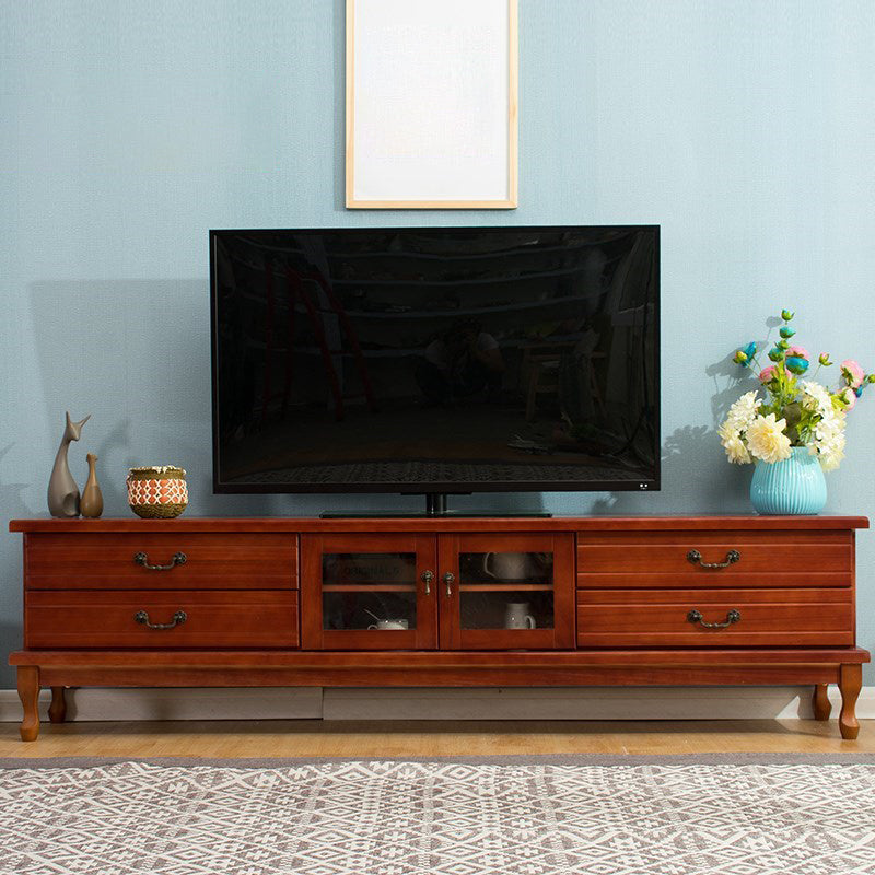 Traditional Enclosed Storage TV Stand Wooden TV Cabinet with Splayed Wooden Legs Red Clearhalo 'furn' 'furn_tv_stands_entertainment_centers' 'Furniture' 'Living Room Furniture' 'TV Stands & Entertainment Centers' 'TV Stands & Media Storage Furniture' 'tv_stands_entertainment_centers' 5369448