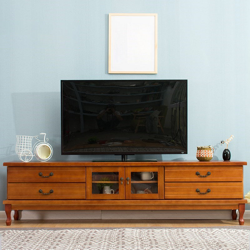 Traditional Enclosed Storage TV Stand Wooden TV Cabinet with Splayed Wooden Legs Wood Clearhalo 'furn' 'furn_tv_stands_entertainment_centers' 'Furniture' 'Living Room Furniture' 'TV Stands & Entertainment Centers' 'TV Stands & Media Storage Furniture' 'tv_stands_entertainment_centers' 5369450