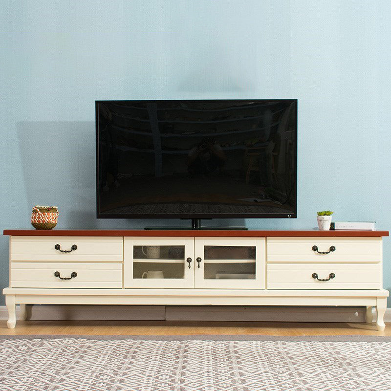 Traditional Enclosed Storage TV Stand Wooden TV Cabinet with Splayed Wooden Legs Red-White Clearhalo 'furn' 'furn_tv_stands_entertainment_centers' 'Furniture' 'Living Room Furniture' 'TV Stands & Entertainment Centers' 'TV Stands & Media Storage Furniture' 'tv_stands_entertainment_centers' 5369452
