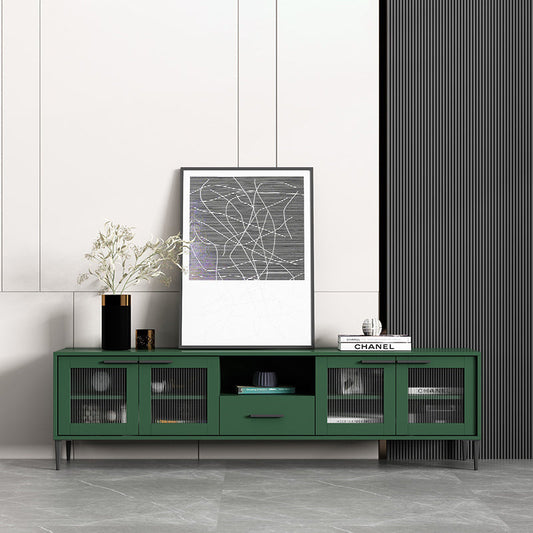 Console multimediale di finitura opaca con archiviazione scandinava in finta legno scandinavo