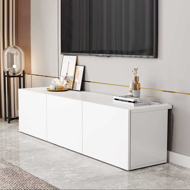 Mobile TV moderno con cassetti/armadi in bianco, console TV in finto legno